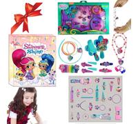 49Pcs Shimmer and Shine Girls Hair Accessories Bundle, Hair Clips, Bobbles, Bands, Ties, Bracelets, Comb, Brush, Mirror, Kids Hair Styling Gift Set Ages 3+