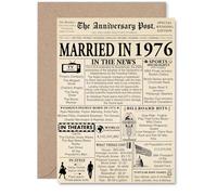 49th Anniversary Card for Men Women - Newspaper Married in 1976 - Happy 49 Year Wedding Anniversary Card for Partner Husband Wife Companion, A5 Anniversaries Greeting Cards