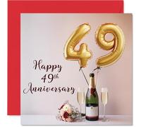 49th Anniversary Card for Women and Men, Balloons & Bottle of Bubbly