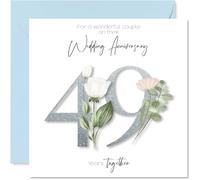 49th Anniversary Card for Women Men - Fancy Floral Flowers - Happy 49 Year Anniversary Card for Nanny Friends Family Mum, 145mm Wedding Anniversaries Greeting Cards