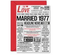 48th Anniversary Cards for Men Women - Married 1977 Newspaper - Happy 48 Wedding Anniversary Card for Husband Wife Dad Mum Nan Grandad Vintage Retro 1977, A5 Greeting Cards