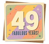 49th Birthday Card, 49th Birthday Card for Her or Him - Fabulous Years Retro Style Funny Age 49 Greeting
