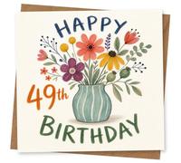 49th Birthday Card for Her, Floral Flowers Floral Design | Eye-catching greeting card; Floral Flowers Floral artwork for her on a 49th birthday with a warm, memorable feel