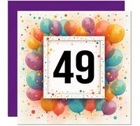49th Birthday Card for Men Women - Any Age - Balloon Birthday Card for 49 Year old Woman Ladies Friend Sister Mum Auntie Daughter forty Nine, forty ninth Niece cousin