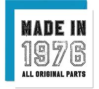 49th Birthday Card for Men Women Him Her - Made in 1976 All Original Parts - Funny Birthday Card for Dad Mum Brother Sister Uncle, 145mm Humour Greeting Cards