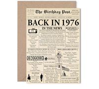 49th Birthday Card for Men Women - Newspaper Back in 1976 - Happy 49 Birthday Cards for Sister Cousin Auntie Husband Uncle Niece, 5x7 Inch Bday Greeting Cards