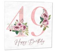 49th Birthday Card for Women - Floral 49th Birthday Cards for 49 year old woman forty Nine, forty ninth Ladies Mum Sister Aunt Niece Daughter