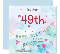49th Birthday Cards for Men - Party Bunting - Happy Birthday Card for 49 Year Old Man Nephew Husband Cousin Uncle, 145mm Bday Greeting Cards