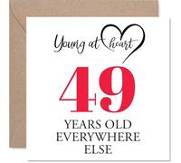 49th Birthday Cards for Men Women - Young at Heart - Happy Birthday Card for 49 Year Old Man Woman Wife Neighbour Auntie Friend, 145mm Bday Greeting Cards