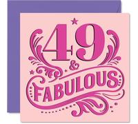 49th Birthday Cards for Women - Fabulous - Happy Birthday Card for 49 Year Old Woman Auntie Colleague Friend Daughter, 145mm Bday Greeting Cards