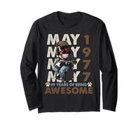 49th Birthday Dog Lover May 1996 Vintage 49 Years Old Men Long Sleeve T-Shirt