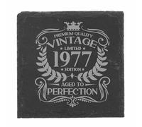 49th Birthday Gift for Men Vintage 1977 Aged to Perfection Engraved Slate Coaster Present for 49 Year Old Etched Natural Slate Placemat (Square Slate)