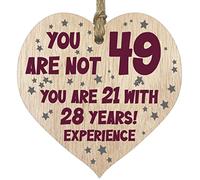49th Birthday Gift For Women Men Wooden Heart Plaque, Light Wood Sign Keepsake, Happy Birthday Mum, Colleague, Dad, Husband, Wife, Uncle, Mum Gifts From Son, Auntie, Sister Birthday Present