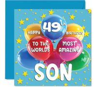 49th Son Birthday Card - World's Most Amazing Son - Happy 49th Birthday Card from Mum Dad, 145mm Age 49 Greeting Cards