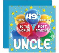 49th Uncle Birthday Card - World's Most Amazing Uncle - Happy 49th Birthday Card from Niece Nephew, 145mm Age 49 Greeting Cards