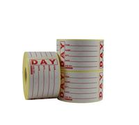 49x74mm Removable Food Labels With Red Text - Use by Rotation Roll - 3 Rolls of 500 Labels (1,500 Total) - Size: 49 x 75mm