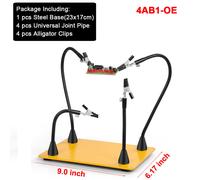 (4AB1-OE) Magnetic Base Soldering Welding Third Hand PCB Holder with 3X LED Illuminated Magnifier Lamp Welding Tool Kit