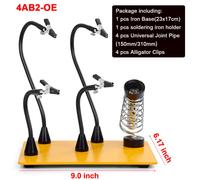 (4AB2-OE) Magnetic Base Soldering Welding Third Hand PCB Holder with 3X LED Illuminated Magnifier Lamp Welding Tool Kit