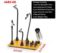 (4AB3-OE) Magnetic Base Soldering Welding Third Hand PCB Holder with 3X LED Illuminated Magnifier Lamp Welding Tool Kit