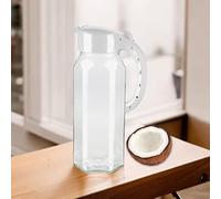 4All 1.5 Litre Glass Jug with Removable Lid Water Decanters Juice Lemonade Milk Tea Coffee Beverage Dispenser (White)
