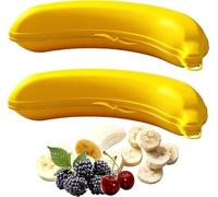 4All Banana Lunch Box Set of 2 Banana Holder for Lunch Insulated On The Go Food Container for Fruits, Snacks Protected Sealing Long Term Food Storage Kids Lunch Box bento Plastic Meal Box