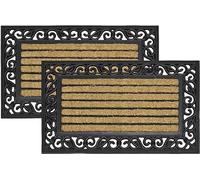 4All Door Mat 45x75cm, Heavy Duty Coir Door Mats Outdoor with Non-Slip Rubber Back - Outdoor Mat That Scrapes Mud, Traps Dirt & Keeps Floors Clean - Ideal for Garden, Garage, Patio & Entry (Pack 2)