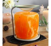 4All Himalayan Pink Salt Oil Lamp Burner With Metal Stand Fragrance Warmer Oil Wax Burner (Silver Stand)