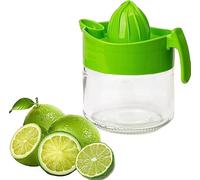 4All Manual Lemon Squeezer Non Electric Hand Press Fruit Juice Extractor BPA free Lemon Lime Orange Juicer Jug Glass Jar Base Handheld Citrus Press 300ml (Green)