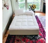 4All Mattress Topper 10cm Thick Grid Stitched Cushioned Bed Topper Allergan Resistant Super Fluffy Microfiber Stuffed with 4 corner Straps (Super King 182 x 200cm)