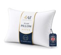 4All Pillow 1 Pack- Hotel Quality Pillow, Soft & Supportive, Ideal for Side Sleepers, Neck & Shoulder Support, Fluffy Hollowfibre Filling, Made in UK (1, Plain Pillows)