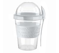 4All Reusable Yogurt Pots 600ml With Spoon Cereal Storage Containers With Lid Airtight Overnight Oats Jar BPA Free Breakfast Cup Cereal On The Go Dishwasher Safe (Ash Grey)