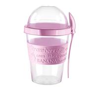 4All Reusable Yogurt Pots 600ml With Spoon Cereal Storage Containers With Lid Airtight Overnight Oats Jar BPA Free Breakfast Cup Cereal On The Go Dishwasher Safe (Lilac Pink)