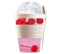 4All Reusable Yogurt Pots 600ml With Spoon Cereal Storage Containers With Lid Airtight Overnight Oats Jar BPA Free Breakfast Cup Cereal On The Go Dishwasher Safe (Cream)