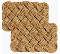4All Rope Coir Doormat for Outdoor Indoor Entrance Backdoor Garage or Garden Handwoven Coconut Coir Knotted Non Slip Floor Mat Dirt Scraper (45x75cm Pack of 2)