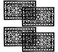 4All Rubber Door Mat 45x75cm - Elegant Decorative Door Mats Outdoor with Wrought Iron Effect - Stylish Outdoor Mat for Entryways, Garden, Patio or Porch with Non-Slip Base & Easy Cleaning (Pack of 4)