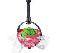 4All Salad Spinner Rotating Seive Easy Spin Centrifugal Dehydration Vegetable Washer Dryer BPA Free Kitchen Washing Filter with Foldaway Handle Reusable Manual Lettuce Spinner (Red)