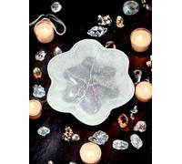 4All Selenite Bowl Flower Shaped Handmade Natural White Selenite Crystal for Meditation Home Decoration Spiritual Gifts 10cm Flower