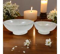 4All Selenite Bowl with Flat Bottom Selenite Stone Super Natural Spirit Healing Plate White Natural Meditation Tool Handmade Jewelry Storage for Decoration Gift (10cm)