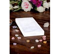 4All Selenite Crystal Charging Rectangular Plate White Slice 20cm x 10cm Handmade Statement Pieces for Meditation, Cleansing and Home Decoration Gifts (Polished)