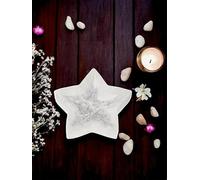 4All Selenite Crystal Natural White Star Bowl Handmade Natural Charging Crystal Altar Tumble Stone Meditation Healing Power Decoration Gift 10cm Star