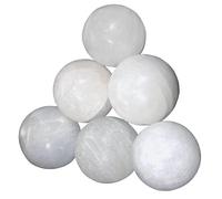 4All Selenite Crystal Stones Handmade Tumble Polished Round Stones Natural Healing Meditation Spiritual Energy Natural White Home Decoration and Spiritual Gifts (Pack of 5)