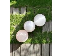 4All Selenite Crystal Stones Handmade Tumble Polished Round Stones Natural Healing Meditation Spiritual Energy Natural White Home Decoration and Spiritual Gifts (Pack of 3)