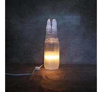 4All Selenite Crystal Twin Tower Lamp Handmade Spritual Energy Healing Chaging Selenite Crystal Lamps Chakra Christmas Gifts (30cm)