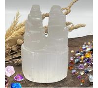 4All Selenite Crystal Twin Tower Pillars Handmade Spritual Energy Healing Chaging Selenite Crystal Pillars Chakra (20cm)