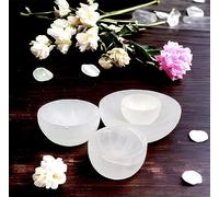 4All Selenite Crystals Round Cleansing Bowl Selenite Stone Super Natural Spirit Healing Plate White Natural Meditation Tool Handmade Tumbles Jewelry Storage for Decoration Gift (6cm)