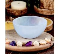 4All Selenite Crystals Round Cleansing Bowl Selenite Stone Super Natural Spirit Healing Plate White Natural Meditation Tool Handmade Tumbles Jewelry Storage for Decoration Gift (8cm)