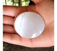 4All Selenite Palm Stone 2.5 inches Pocket Energy Stone Healing Meditation Crystal Stone 85g (Pack of 1)