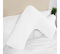 4All V Shaped Pillow With Pillowcase V Cushion for Neck Back Maternal Support Pregnancy Pillow Side Sleepers For Restful Sleep Aid Nursing Orthopedic Knee Pillow (White)