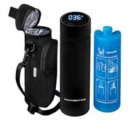 4ALLFAMILY Nomad Medium Pro Insulin Cooler Travel Case - TSA Approved Medicine Cooler with Biogel Ice Pack & Temp Display - Portable Diabetic Cold Case with Insulated Medicine Bag - Pro Black