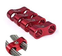 4AN Hose Separator Clamp Aluminum Fuel Line Mounting Clamp Divider Hose Fitting Adapter Fit for 1/4 Fuel Line, Oil Line, Brake Line, Water Pipe and Gas Line,Red,4pcs